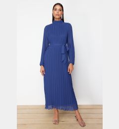 Снимка на Trendyol Navy Blue Pleated Woven Lined Chiffon Dress