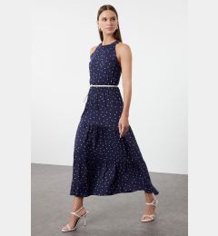 Снимка на Trendyol Navy Blue Polka Dot Patterned A-Line Barbell Neck Maxi Woven Dress