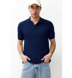 Снимка на Trendyol Navy Blue Regular/Normal Cut Textured Polo Neck T-Shirt