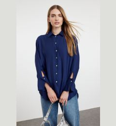 Снимка на Trendyol Navy Blue Satin Woven Shirt