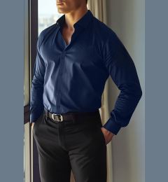 Снимка на Trendyol Navy Blue Slim Fit Easy Iron Smart Men's Shirt