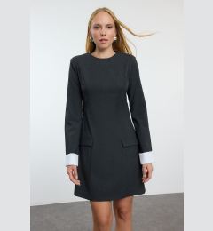 Снимка на Trendyol Navy Blue Straight Cut Cuff Detailed Mini Woven Dress