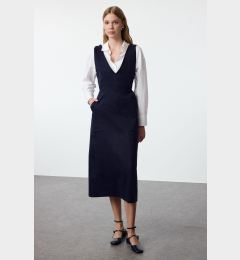 Снимка на Trendyol Navy Blue V Neck Midi Vest Woven Dress