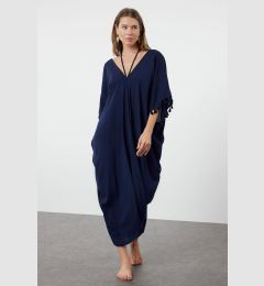 Снимка на Trendyol Navy Blue Wide Fit Midi Woven Tassel Beach Dress