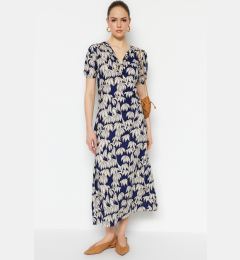 Снимка на Trendyol Navy Blue Woven Collar Detailed Midi Woven Dress