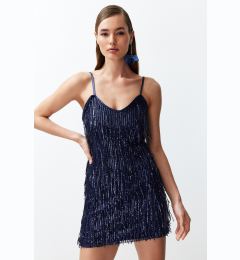 Снимка на Trendyol Navy Blue Woven Sequin Short Elegant Evening Dress