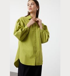 Снимка на Trendyol Oil Green Balloon Sleeve Back Long Pocket Detailed Basic Woven Shirt