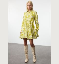 Снимка на Trendyol Oil Green Floral Mini Woven Dress