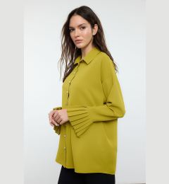 Снимка на Trendyol Oil Green Thin Belted Ruffle Woven Shirt