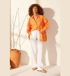 Снимка на Trendyol Orange 100% Linen Oversize Shirt