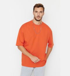 Снимка на Trendyol Orange Basic 100% Cotton Crew Neck Oversize/Wide Cut Short Sleeve T-Shirt