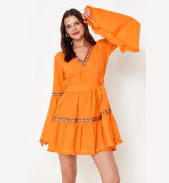 Снимка на Trendyol Orange Belted Mini Woven Flounce Beach Dress