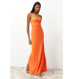 Снимка на Trendyol Orange Chest Detailed Fitted Woven Long Evening Dress