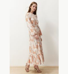 Снимка на Trendyol Orange Floral Belted Woven Dress