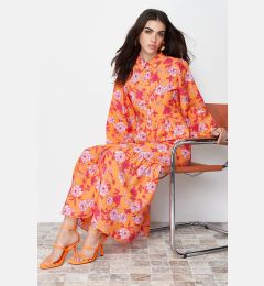 Снимка на Trendyol Orange Floral Pattern Woven Shirt Dress