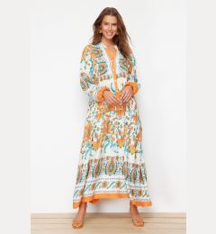 Снимка на Trendyol Orange Floral Viscose Woven Dress