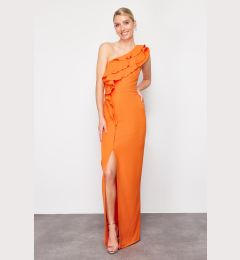 Снимка на Trendyol Orange Flounced Single Sleeve Woven Long Evening Dress