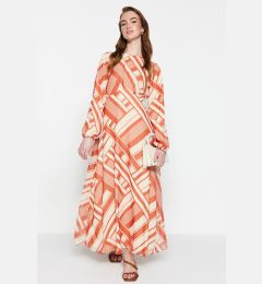 Снимка на Trendyol Orange Geometric Pattern Lined Woven Chiffon Dress