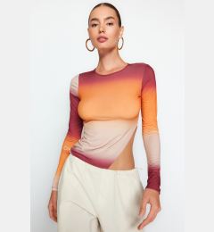 Снимка на Trendyol Orange Gradient Patterned Asymmetric Stretchy Knitted Blouse