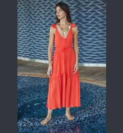 Снимка на Trendyol Orange Maxi Woven Ruffle Beach Dress