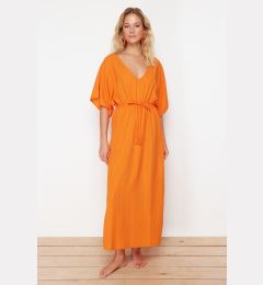 Снимка на Trendyol Orange Maxi Woven Tie-Up Beach Dress