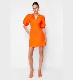 Снимка на Trendyol Orange Waist Opening Poplin Gathered Mini Woven Dress