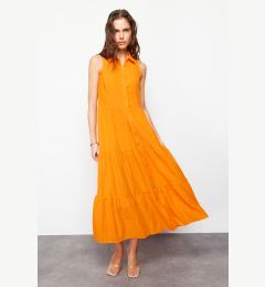 Снимка на Trendyol Orange Waist Sleeveless Maxi Woven Shirt Dress