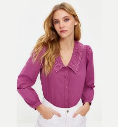 Снимка на Trendyol Pale Pink Collar Embroidered Cotton Woven Shirt