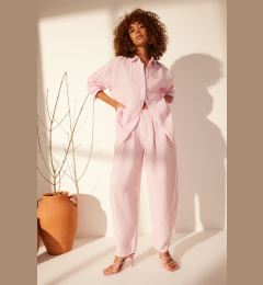 Снимка на Trendyol Pink 100% Linen Oversize Shirt