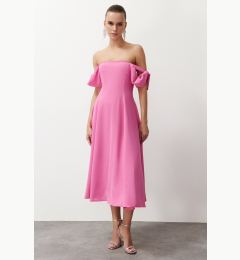 Снимка на Trendyol Pink A-Line Carmen Collar Woven Dress