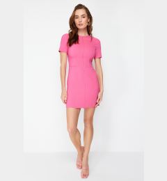 Снимка на Trendyol Pink A-line Crew Neck Mini Woven Dress