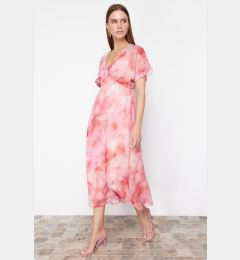 Снимка на Trendyol Pink Abstract Patterned A-line Chiffon Maxi Woven Dress