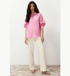 Снимка на Trendyol Pink Balloon Sleeve Label Detailed Oversize Wide Fit Woven Shirt