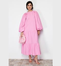 Снимка на Trendyol Pink Balloon Sleeve Skirt Layered Cotton Woven Dress