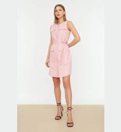 Снимка на Trendyol Pink Belted Woven Shirt Woven Dress