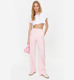 Снимка на Trendyol Pink Cargo Wide Leg Contrast Stitch Detail Woven Trousers