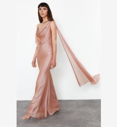 Снимка на Trendyol Pink Carmen Collar Woven Chiffon Long Elegant Evening Dress