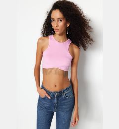 Снимка на Trendyol Pink Crop Knitted Accessory Blouse