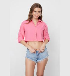 Снимка на Trendyol Pink Crop Woven Backless Linen Look Shirt