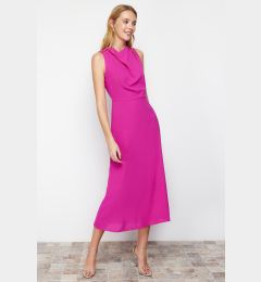 Снимка на Trendyol Pink Degaje Neck Skirt Cut Detail Midi Woven Dress