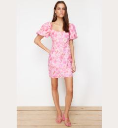 Снимка на Trendyol Pink Floral A-line Balloon Sleeve Mini Woven Dress