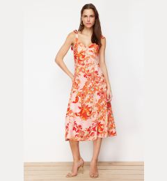 Снимка на Trendyol Pink Floral A-Line Viscose Midi Woven Dress