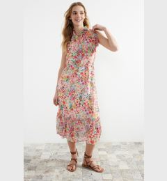 Снимка на Trendyol Pink Floral Print A-Cut Midi Lined Chiffon Woven Dress