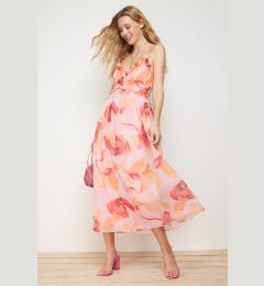 Снимка на Trendyol Pink Floral Print A-Cut Ruffle Detailed Lined Chiffon Maxi Woven Dress