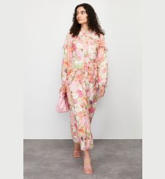 Снимка на Trendyol Pink Floral Ruffle Detailed Lined Woven Chiffon Dress