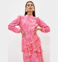 Снимка на Trendyol Pink Floral Skirt Ruffled Lined Woven Chiffon Dress