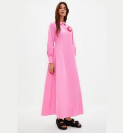 Снимка на Trendyol Pink Flower Detailed Woven Shirt Dress