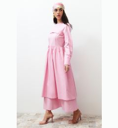 Снимка на Trendyol Pink Front Detailed Plain Woven Dress