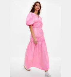 Снимка на Trendyol Pink Gather Detailed Long Woven Dress