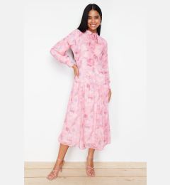 Снимка на Trendyol Pink Lined Floral Patterned Belted Woven Dress